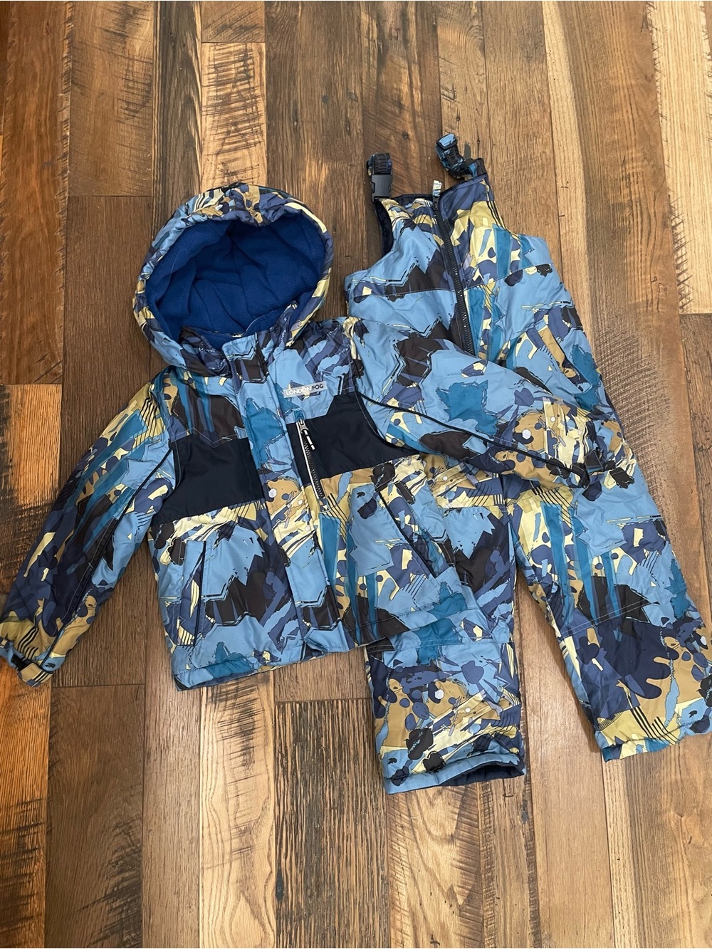 London Fog 2pc Snow Suit Set coat bibs boy 5-6